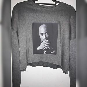 Women’s Cropped Tupac Crewneck Hoodie